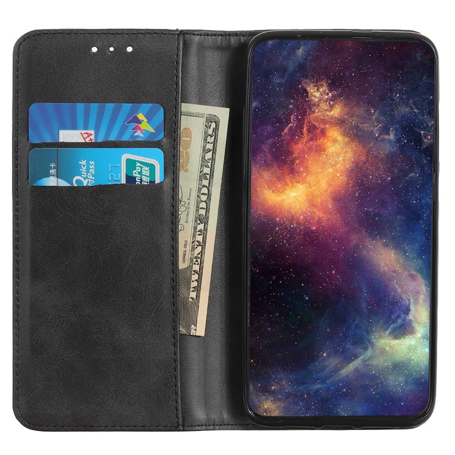 For Xiaomi Redmi Note 13R Pro 5G Split Leather Case Wallet Magnetic Closing Cover - Black For Xiaomi Redmi Note 13R Pro 5G Split Leather Case Wallet Magnetic Closing Cover - Black